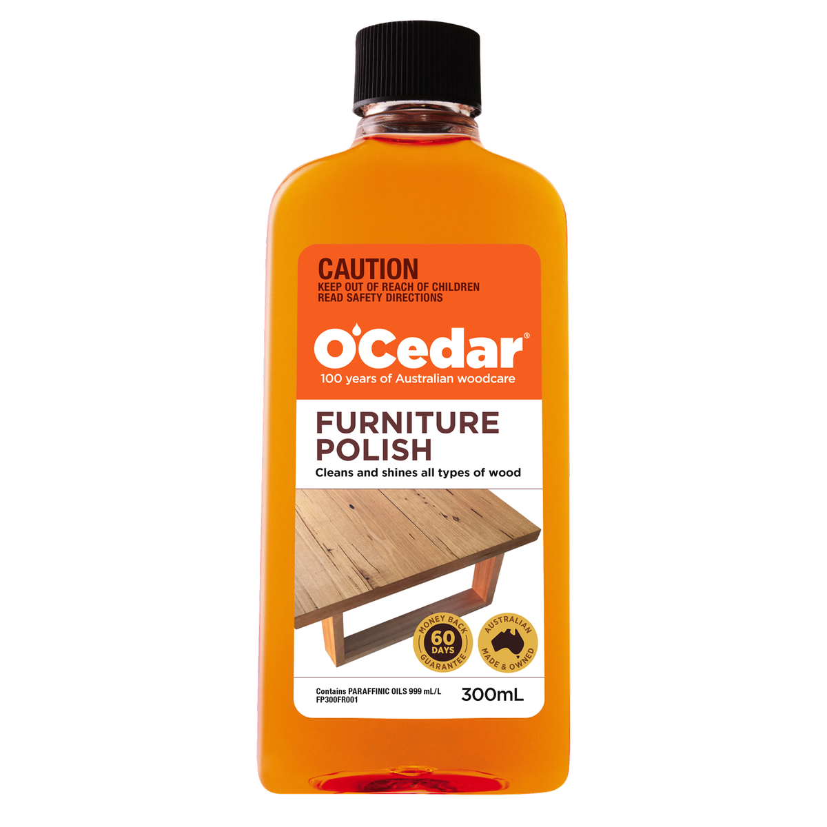 O'Cedar Furniture Polish 300ml Liquid Wood Care Nourishes Prevents Cracking