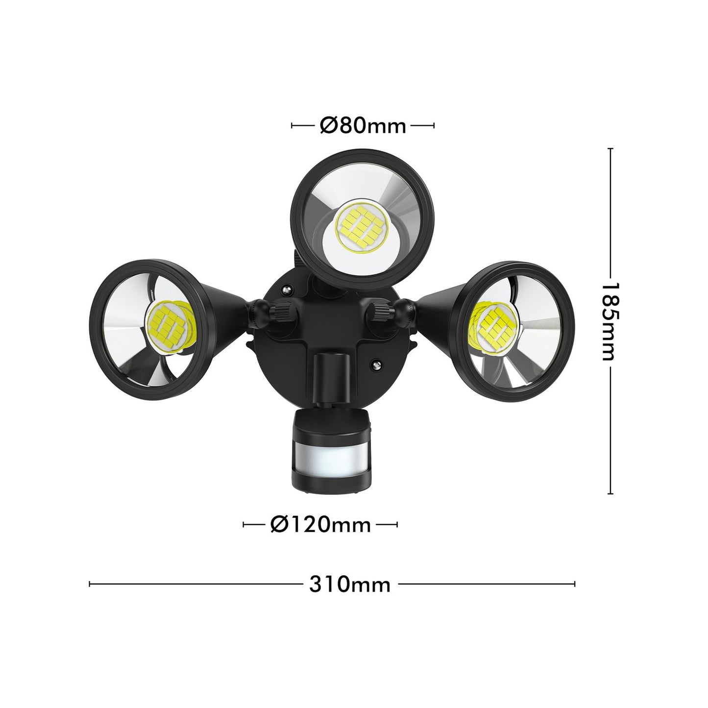 Arlec Triple Head LED Security Flood Light - 30W - 2700 Lumens