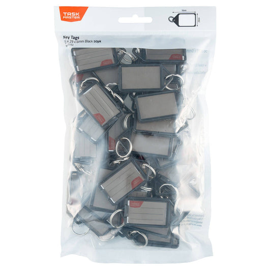 Taskmaster Black Key Tags - 56 x 29 x 6mm - 50 Pack