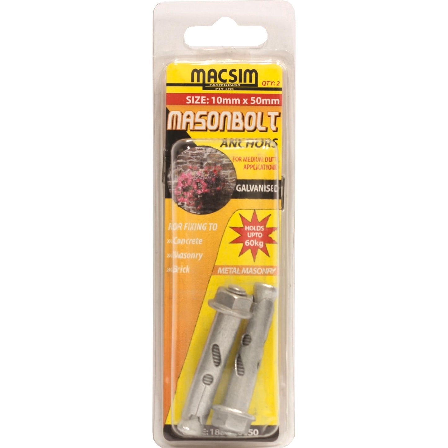 Macsim Galvanised Sleeve Anchor - 10 x 50mm - 2 Pack