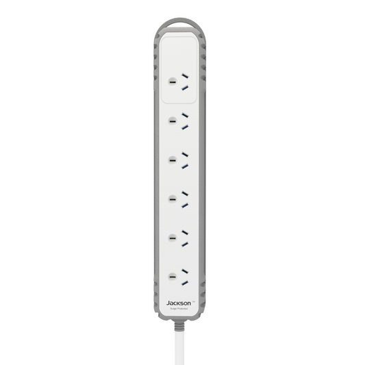Jackson Rugged Home Powerboard - 6 Outlet - 0.9m - Grey