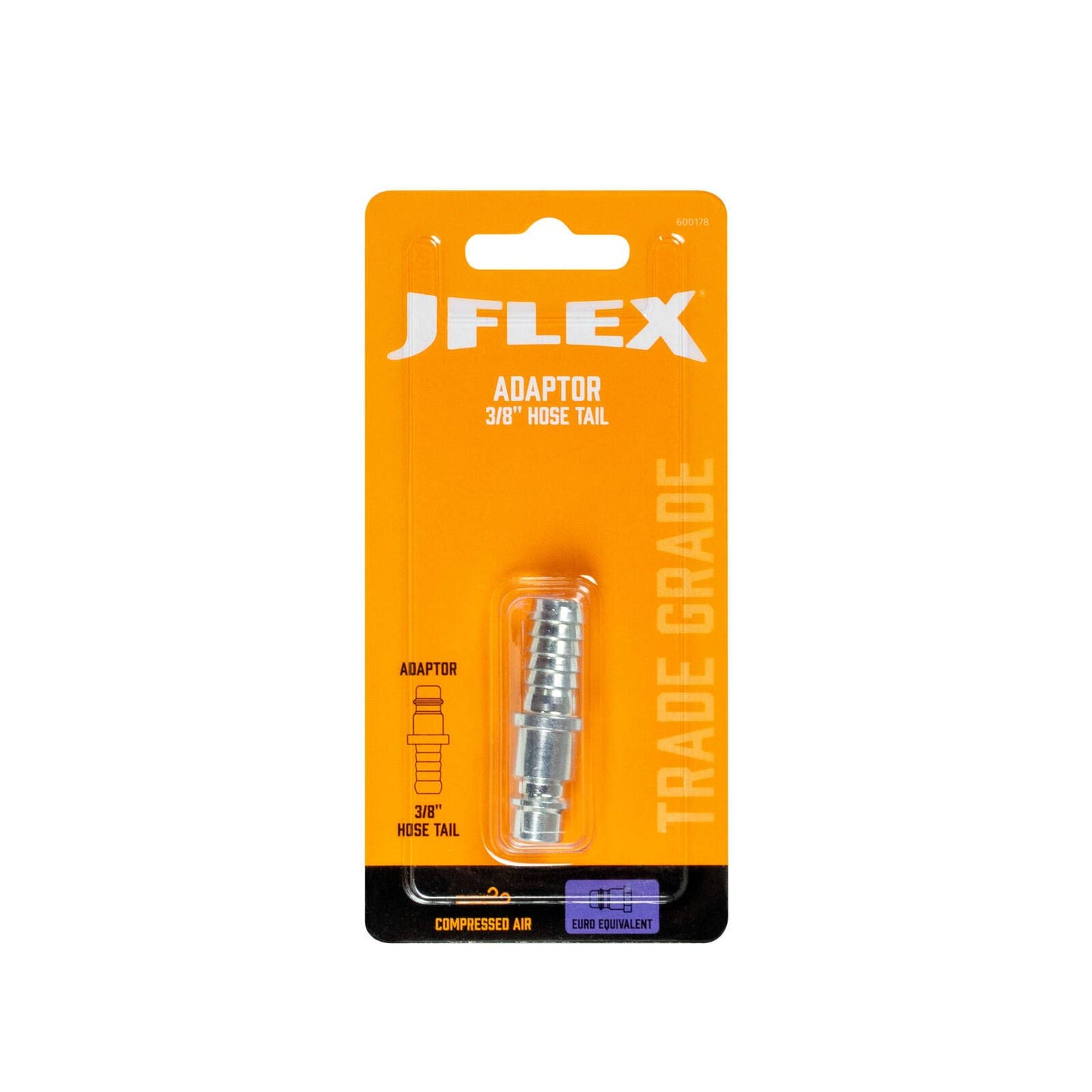 Jflex Adaptor - 3/8" Hose Tail - Euro Style - 115 CFM