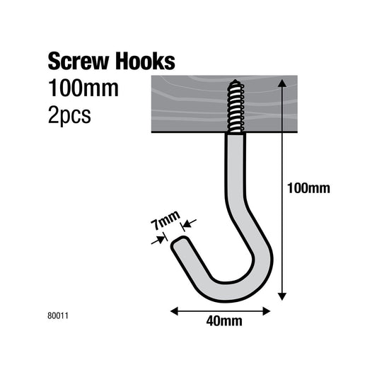 Everhang Storage Hooks - 101mm x 42mm - Steel - PVC Coated - 2 Pack