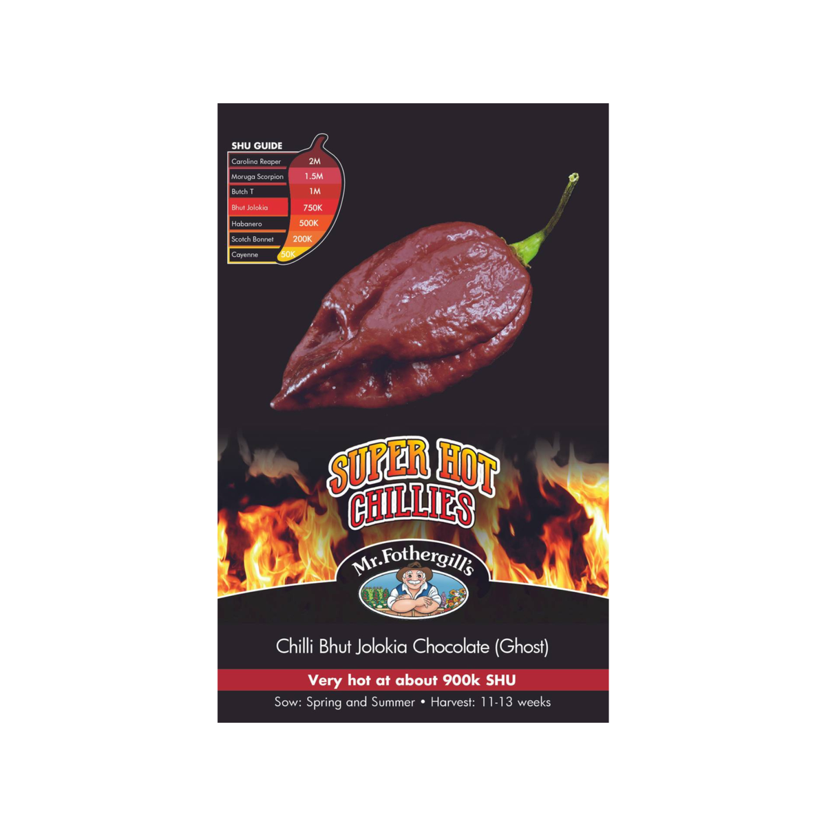 Mr Fothergill S Chilli Bhut Jolokia Chocolate Ghost Seeds - 20 Pack - 900,000 SHU