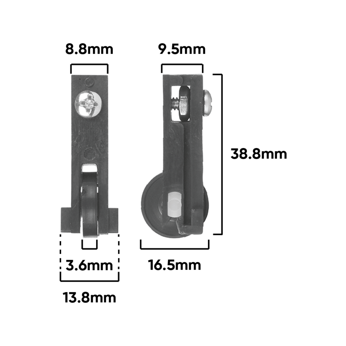Rolltrak Adjustable Nylon Carriage - 2 Pack
