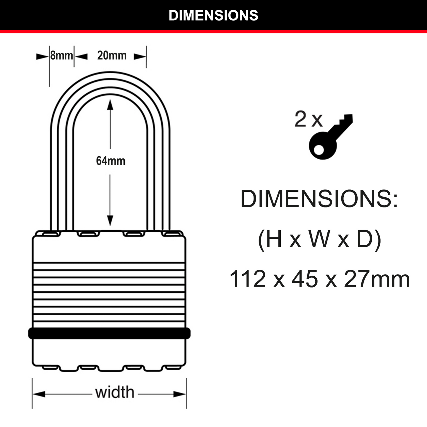 Master Lock Magnum Padlock - 45mm - 64mm Shackle - 2 Pack