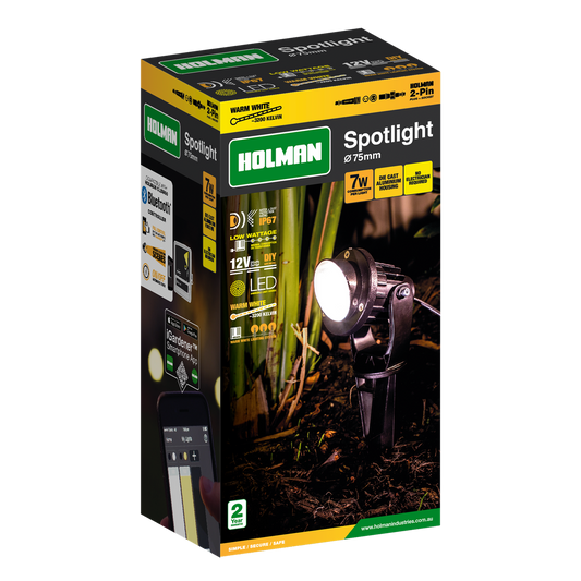 Holman 75mm Warm White Spotlight - 7W - Waterproof - DIY Friendly