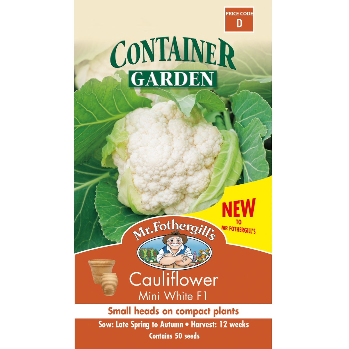 Mr Fothergill Mini White Cauliflower F1 - 10-15cm Heads - Seed