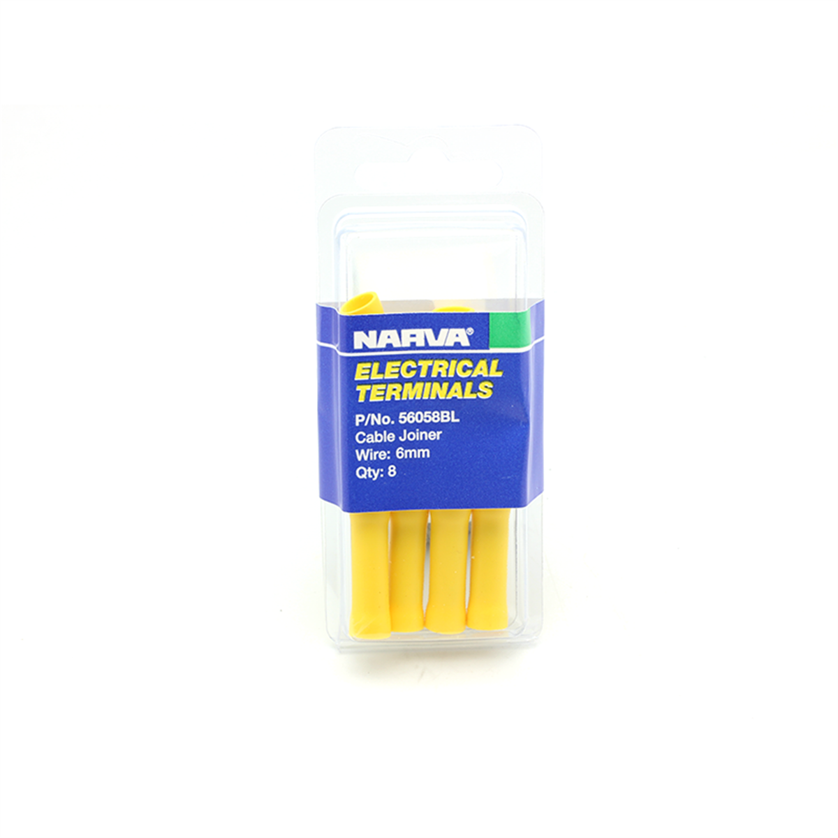Narva Cable Joiner Butt Splice 5-6mm Yellow Vinyl 8 Pack
