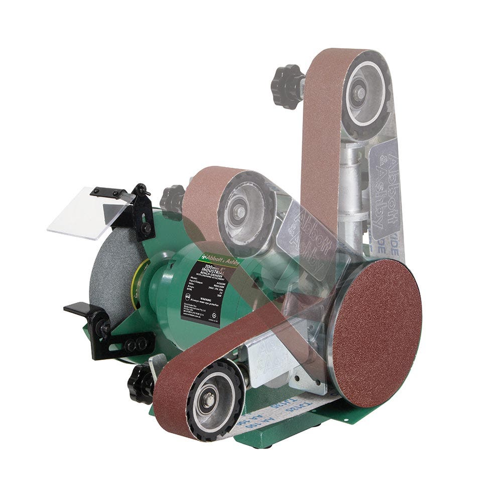 ABBOTT and ASHBY 8inch Industrial Bench Grinder w. 362 Linishing Attachment AA362W8