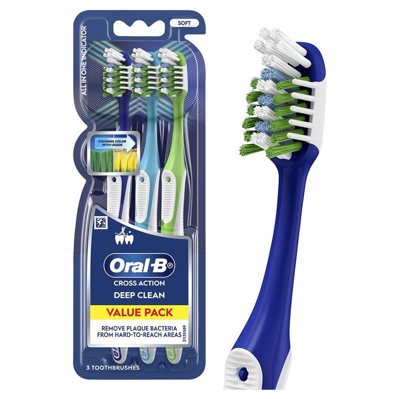 Oral-B Cross Action Indicator Toothbrush 3 Pack