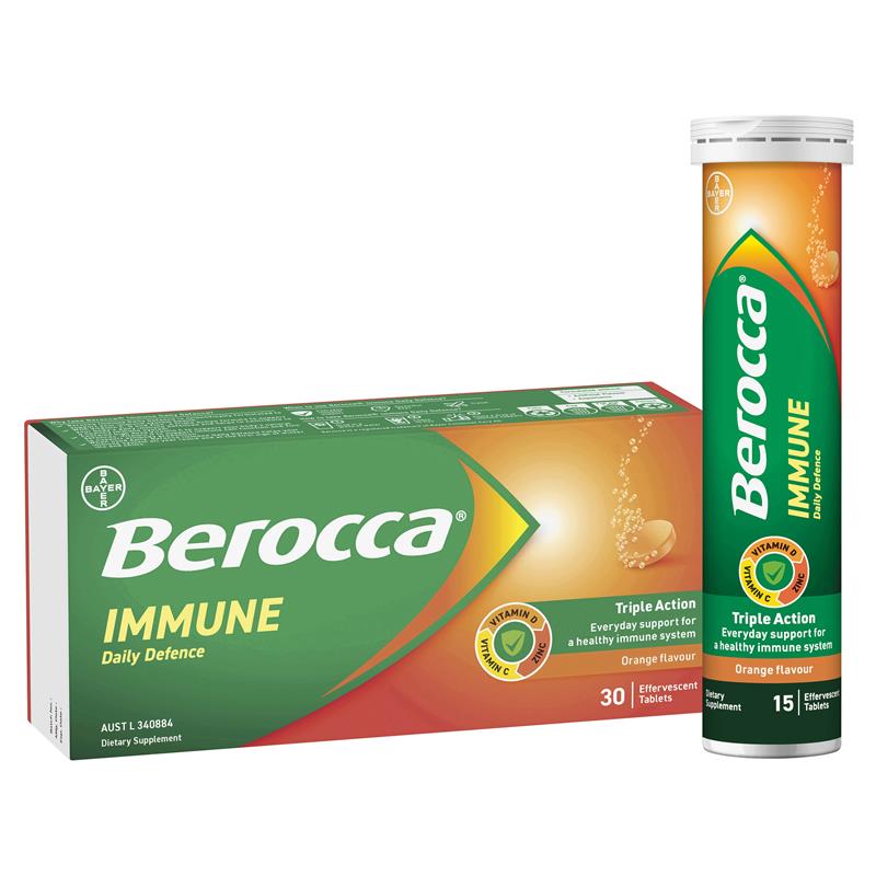 Berocca Immune Daily Defence Orange 30 Effervescent Tablets - Boost Your Immunity