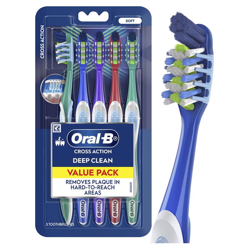 Oral-B Cross Action Toothbrush - 7 Benefits, 5 Pack
