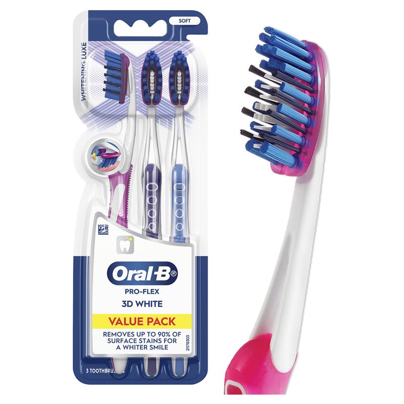 Oral-B 3D White Pro-Flex Whitening Luxe Toothbrush - 3 Pack