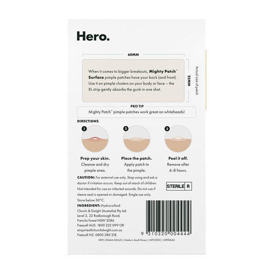 Hero Mighty Patch Surface 10 Pack - XL Pimple Patches for Breakouts