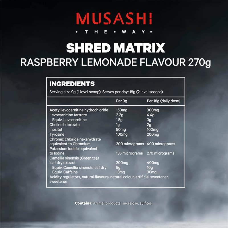 Musashi Shred Matrix Powder Raspberry Lemonade - 270g