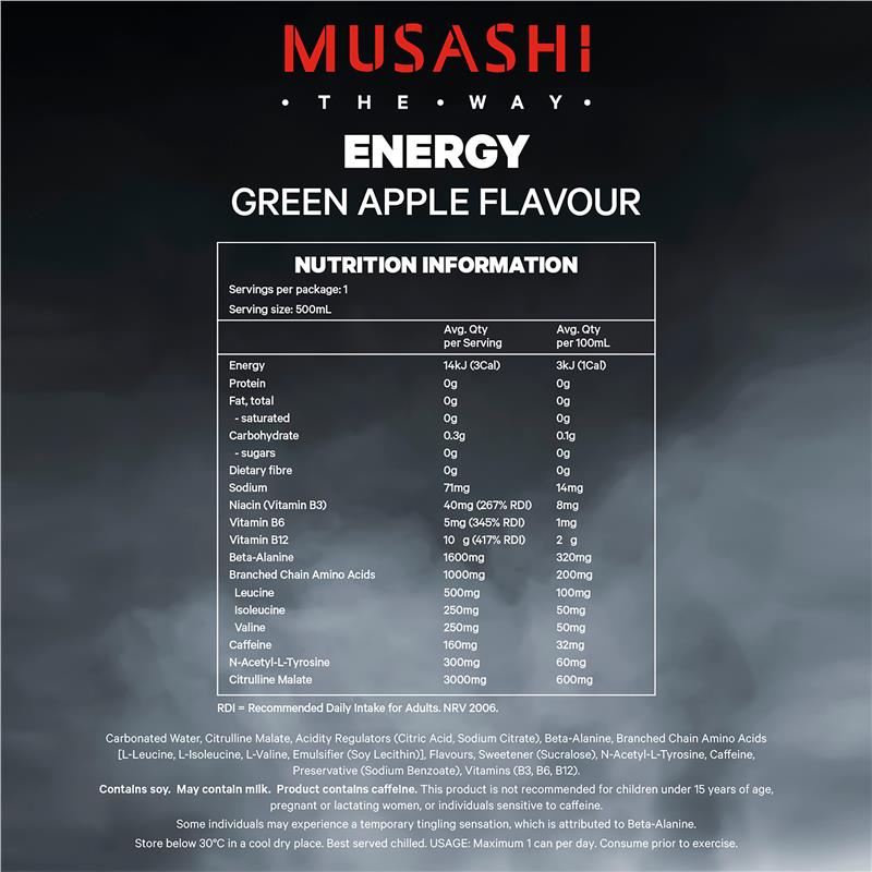 Musashi Energy Green Apple 500ml