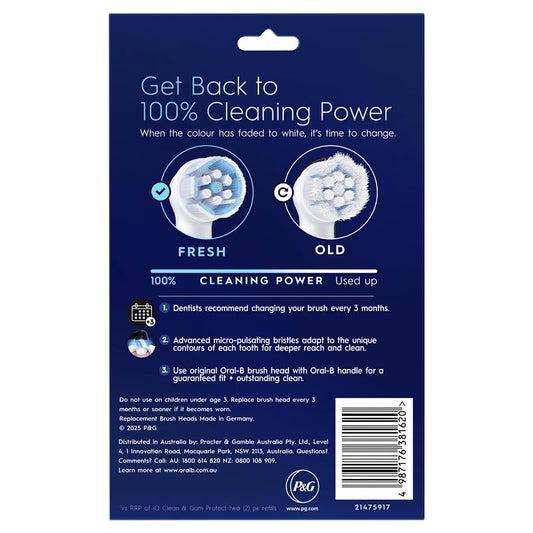 Oral B Power Toothbrush iO Clean & Gum Protect Refills White 8 Pack