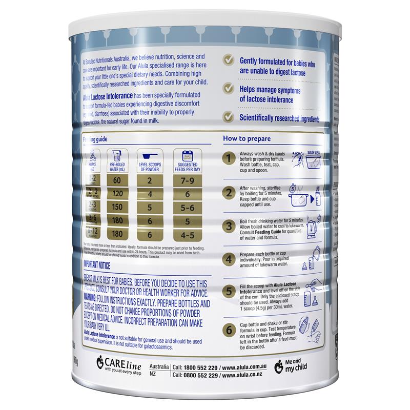 Alula Gold Lactose Intolerance Infant Formula 0-12 Months 900g