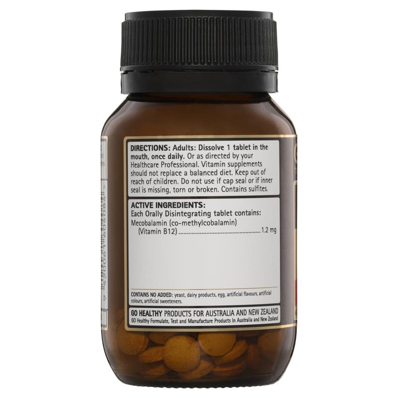 GO Healthy Activated B12 Co-Methylcobalamin Sublingual Tablets 60 Vegan