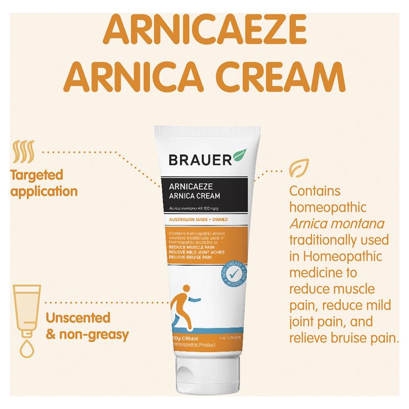 Brauer Arnicaeze Cream 100g - Homeopathic Muscle Relief