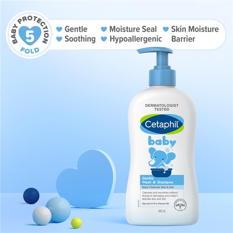 Cetaphil Baby Gentle Wash and Shampoo 400ml - Tear-Free Formula for Delicate Skin