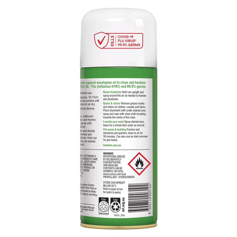 Bosisto's Eucalyptus Spray 200g - Natural Disinfectant & Deodorizer