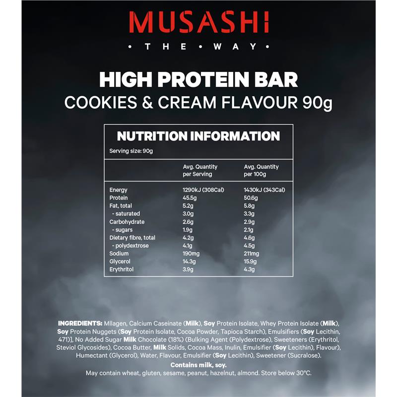 Musashi High Protein Bar - Cookies and Cream 90g