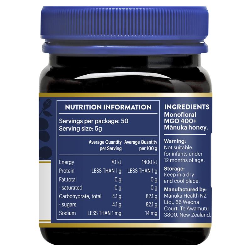Manuka Health MGO 400+ Manuka Honey - 250g (Not For Sale In WA)