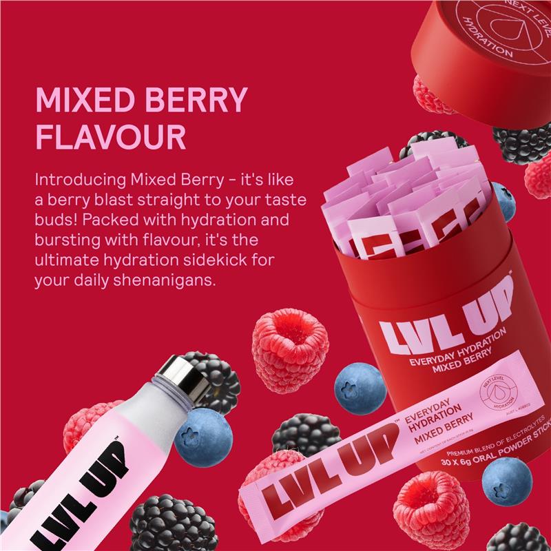 Lvl Up Everyday Hydration Sticks Mixed Berry 10 Pack