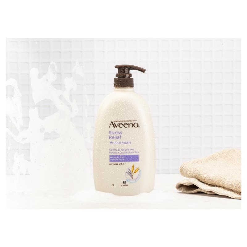 Aveeno Stress Relief Lavender Body Wash 1L for Sensitive Skin