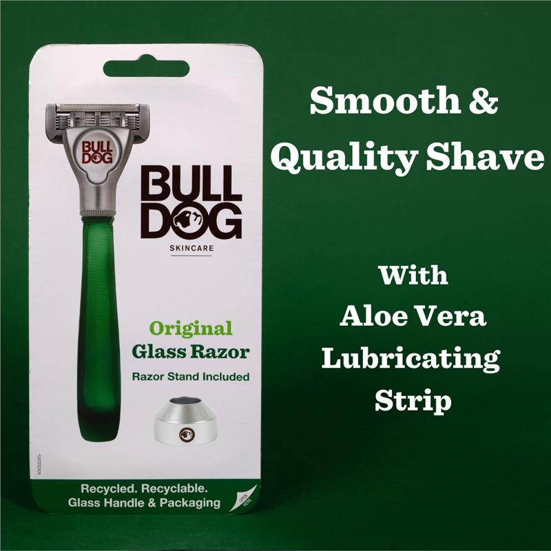 Bulldog Original Glass Razor Kit, 5-Blade Cartridge & Recyclable Stand