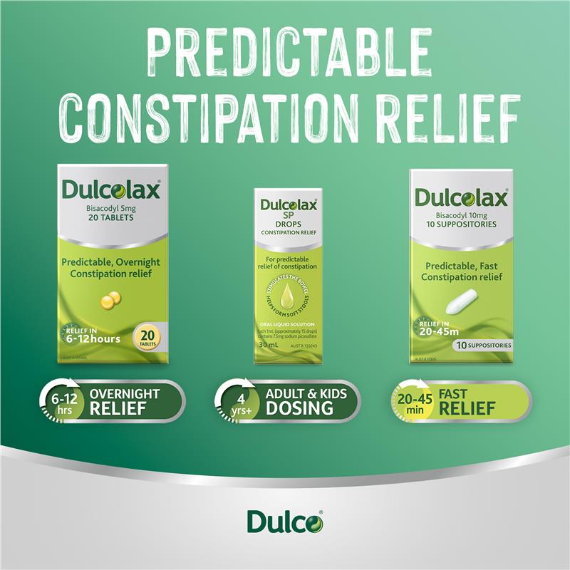 Dulcolax Laxatives 5mg - 20 Tablets for Overnight Relief