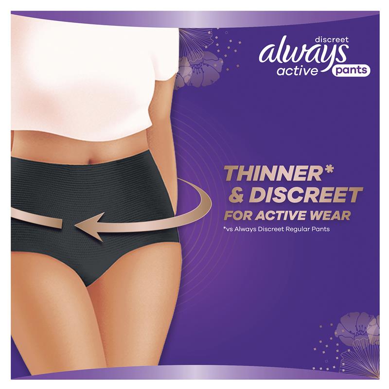 Always Discreet Active Adult Incontinence Pants Large - 8 Pants, 5-in-1 Protection