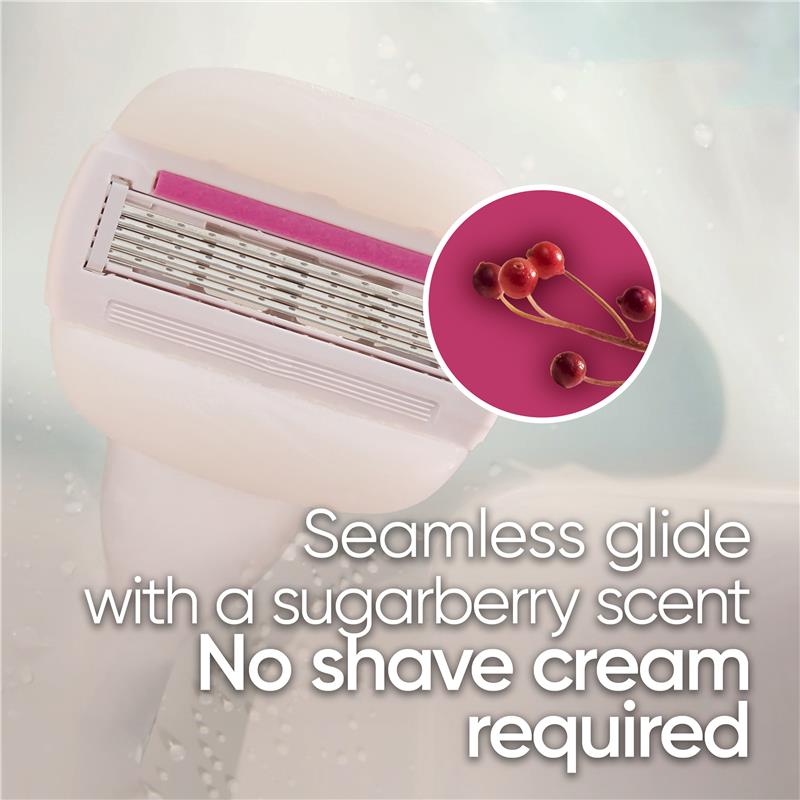 Gillette Venus Comfortglide Sugarberry Scent Plus Olay Women's Razor Handle + 4 Blade Refills