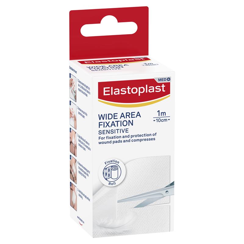 Elastoplast Sensitive Wide Area Fixation Tape 1m x 10cm - Gentle Adhesion for Wound Care