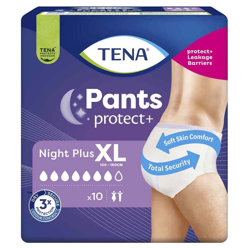 Tena Protect+ Plus Night Incontinence Pants XL - 10 Pants