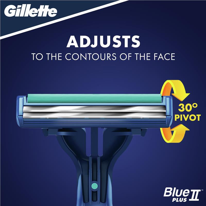 Gillette Blue II Plus Disposable Razors - 20 , 17+3 Blades, Aloe Lubrastrip