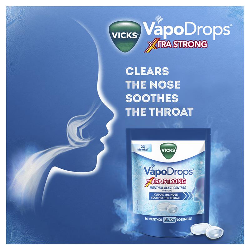 Vicks VapoDrops Xtra Strong Menthol Blast 16 Lozenges