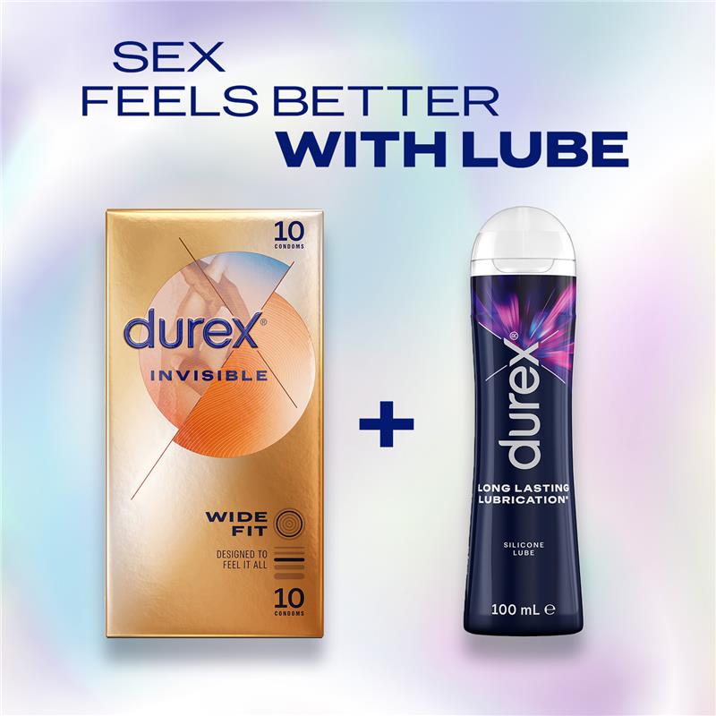 Durex Invisible Wide Fit Condoms - 10 Pack for Enhanced Comfort