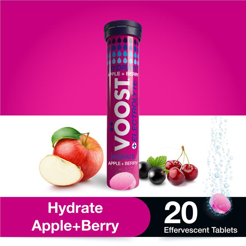 Voost Hydrate Apple + Berry Effervescent Tablets 20 Pack