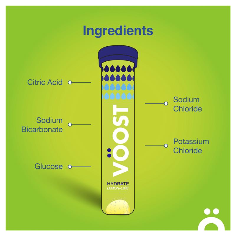Voost Hydrate Lemon + Lime Effervescent Tablets - 60 Pack