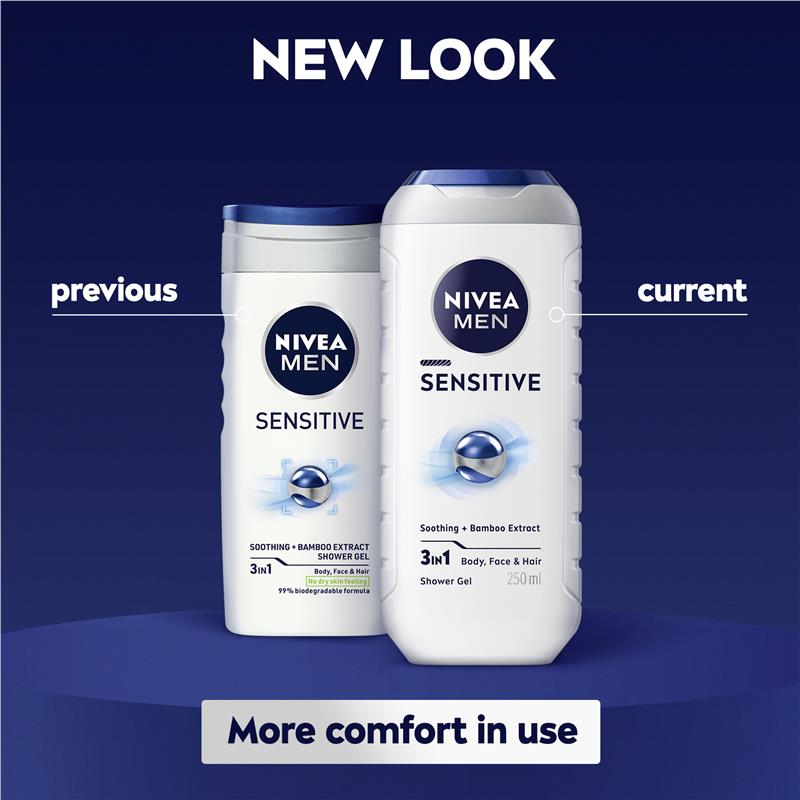 NIVEA MEN Sensitive 3-IN-1 Shower Gel Body Wash 500ml