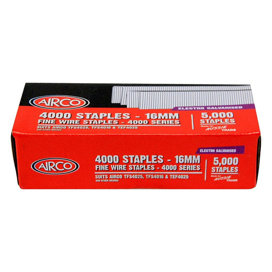 AIRCO 4000 Series Staples Electro Galvanised - 16mm Box of 5000 SF40160