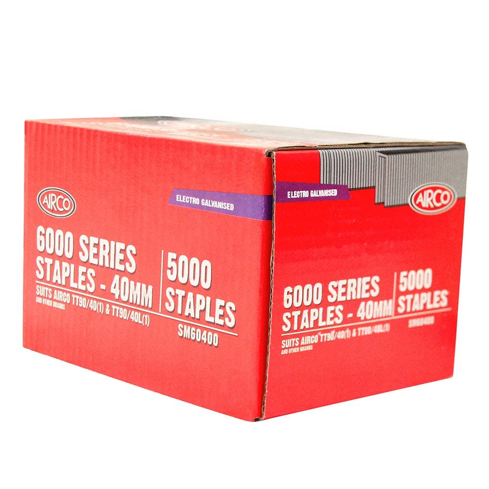 AIRCO 6000 Series Staples Electro Galvanised - 40mm Box of 5000 SM60400