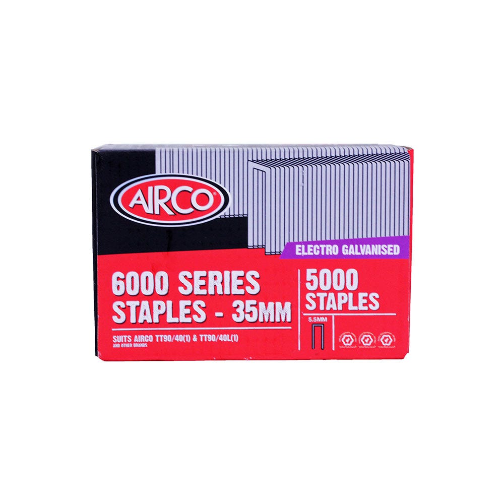 AIRCO 6000 Series Staples Electro Galvanised - 35mm Box of 5000 SM60350