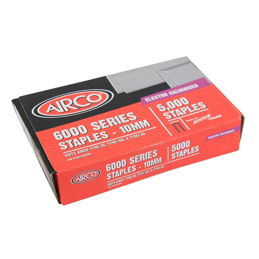 AIRCO 6000 Series Staples Electro Galvanised - 10mm Box of 5000 SM60100