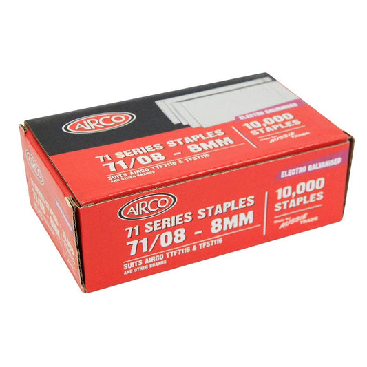AIRCO 71 Series Staples Electro Galvanised - 8mm Box of 10000 SF71080