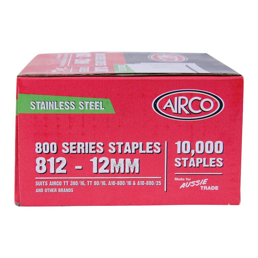 AIRCO 800 Series Staples 304 Grade Stainless Steel - 12mm Box of 10000 SF80123