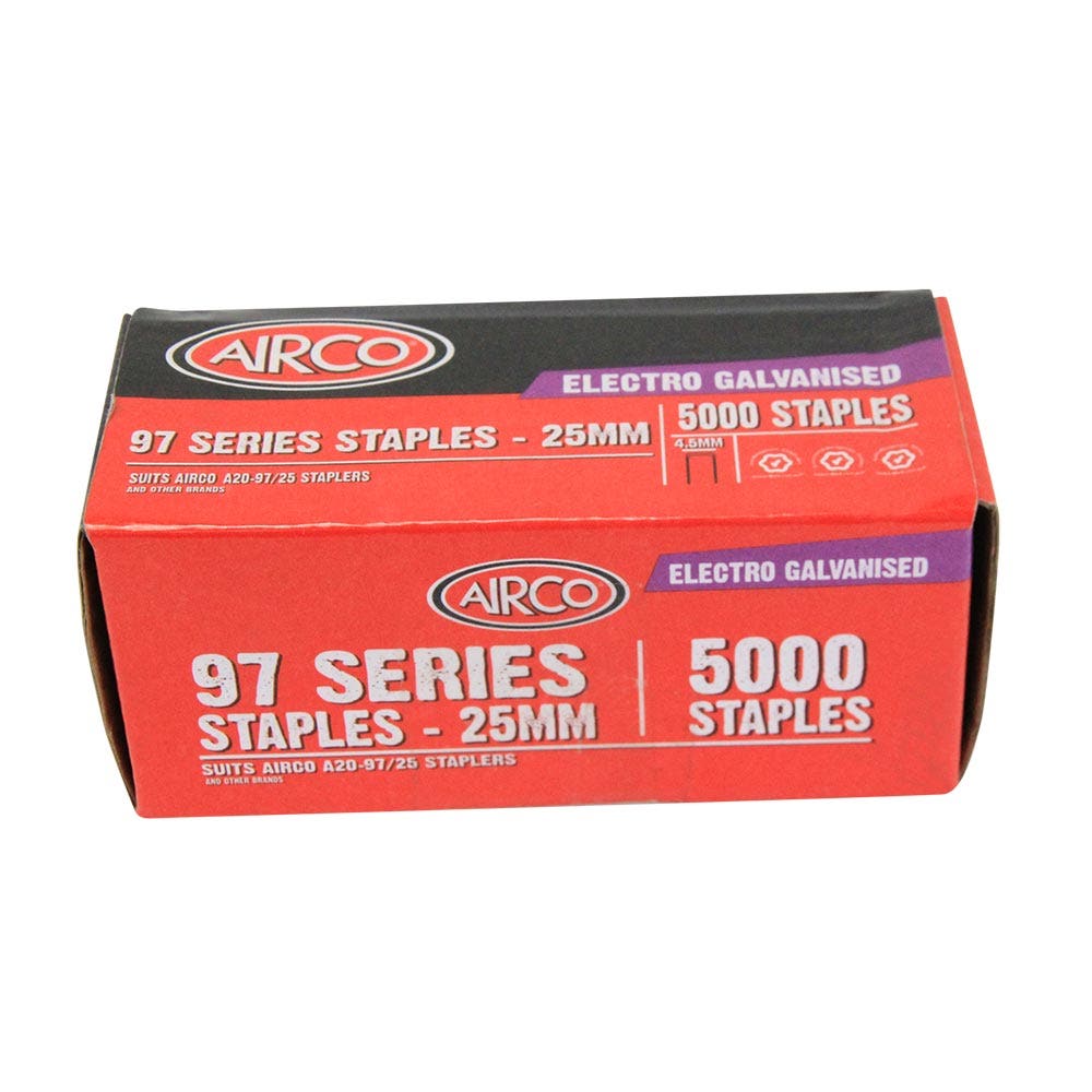 AIRCO 97 Series Staples Electro Galvanised - 25mm Box of 5000 SF97250